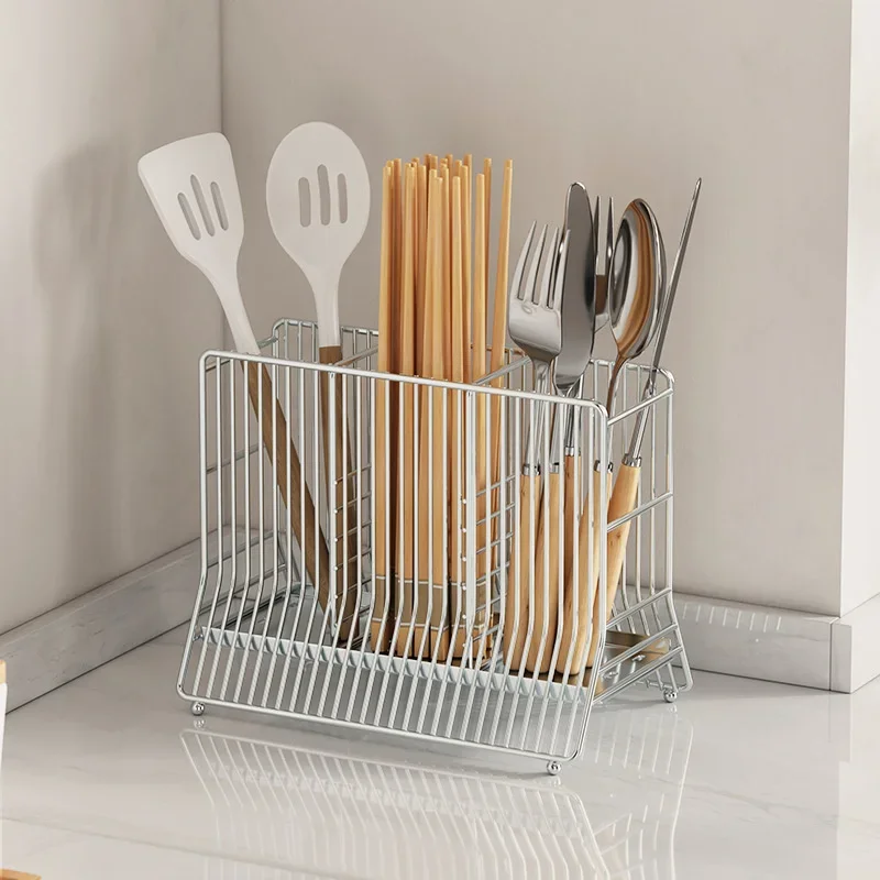 304 Stainless Steel Kitchen Utensils Holder,Countertop Spoon Forks Knife Storage Rack,Cooking Tools Organzier,Tablware Container
