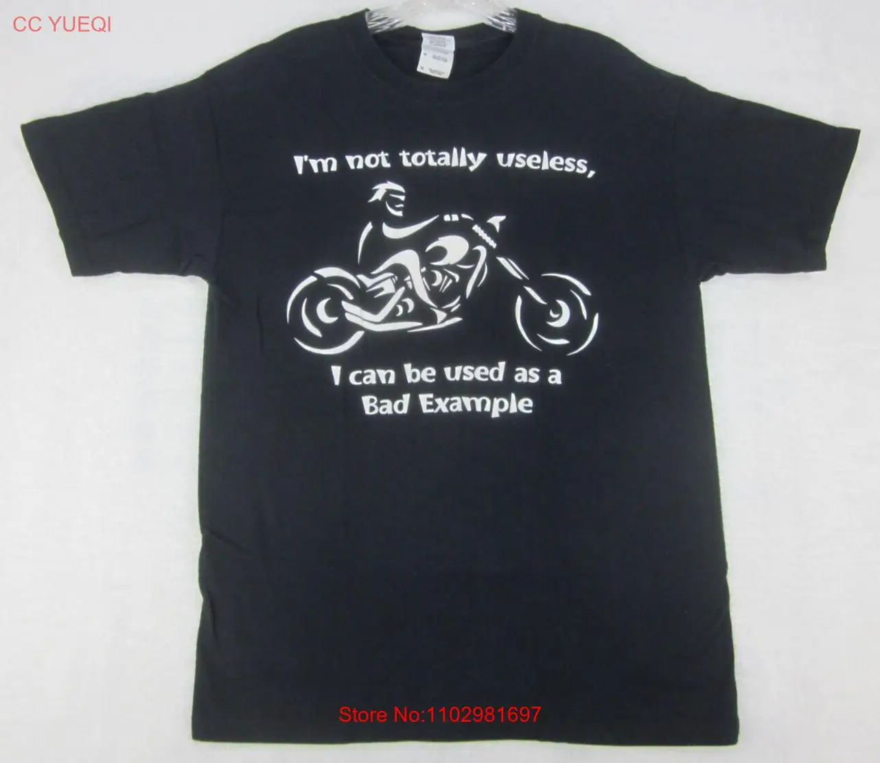 I'm Not Totally Useless Mens T-Shirt (M) Motorcycle Rider Gag Funny Cotton BLK