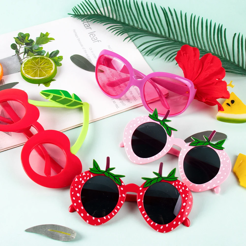 

Hawaiian Fun Glasses Fruit Pineapple Cherry Watermelon Strawberry Hibiscus Flower Shape Glasses Beach Party Creative Decoration