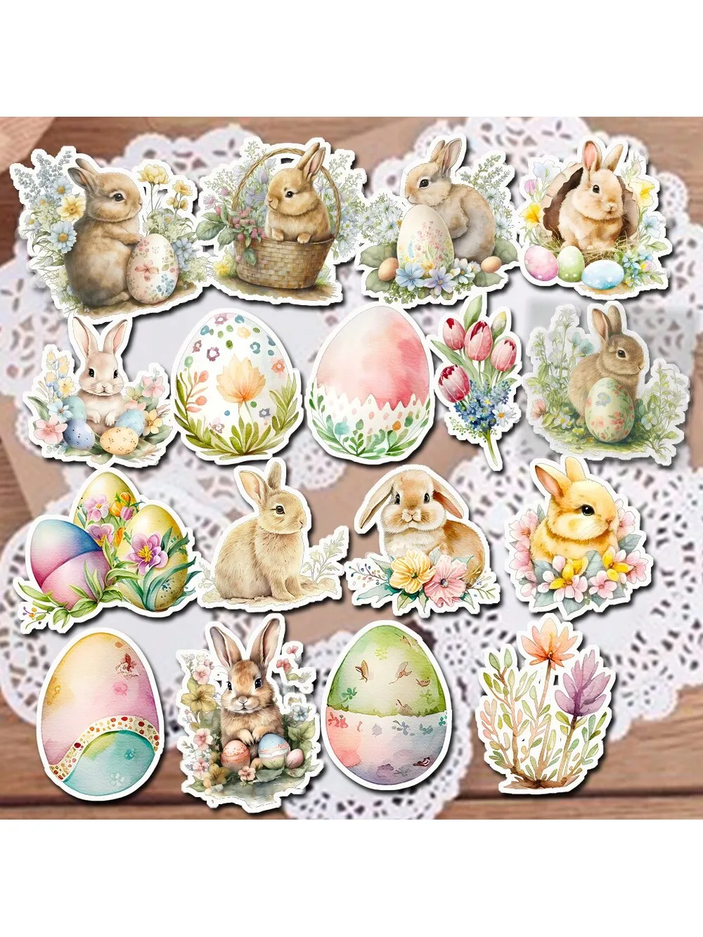 Easter Stickers Set Easter Bunny and Egg Diy Decoration Festival Decor Handwritten Reports Stationery Stickers art supplies