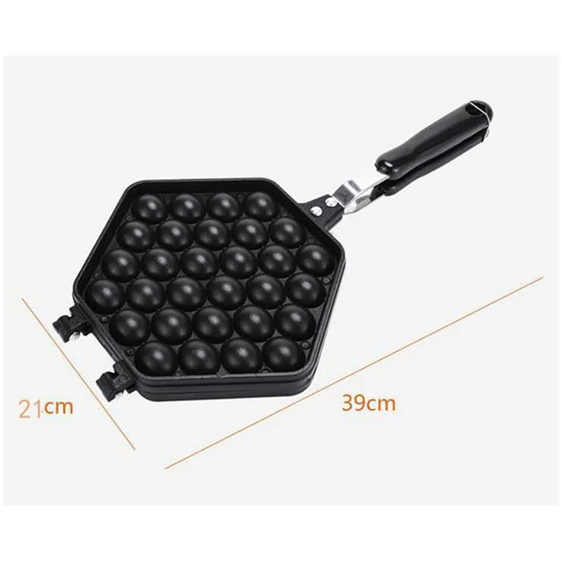 1 PZ Uovo Bolla Torta Teglia Stampo Eggettes Ferro Alluminio Hong Kong Waffle Pan Stampo Rivestimento Antiaderente Muffin FAI DA TE Piatto Nero