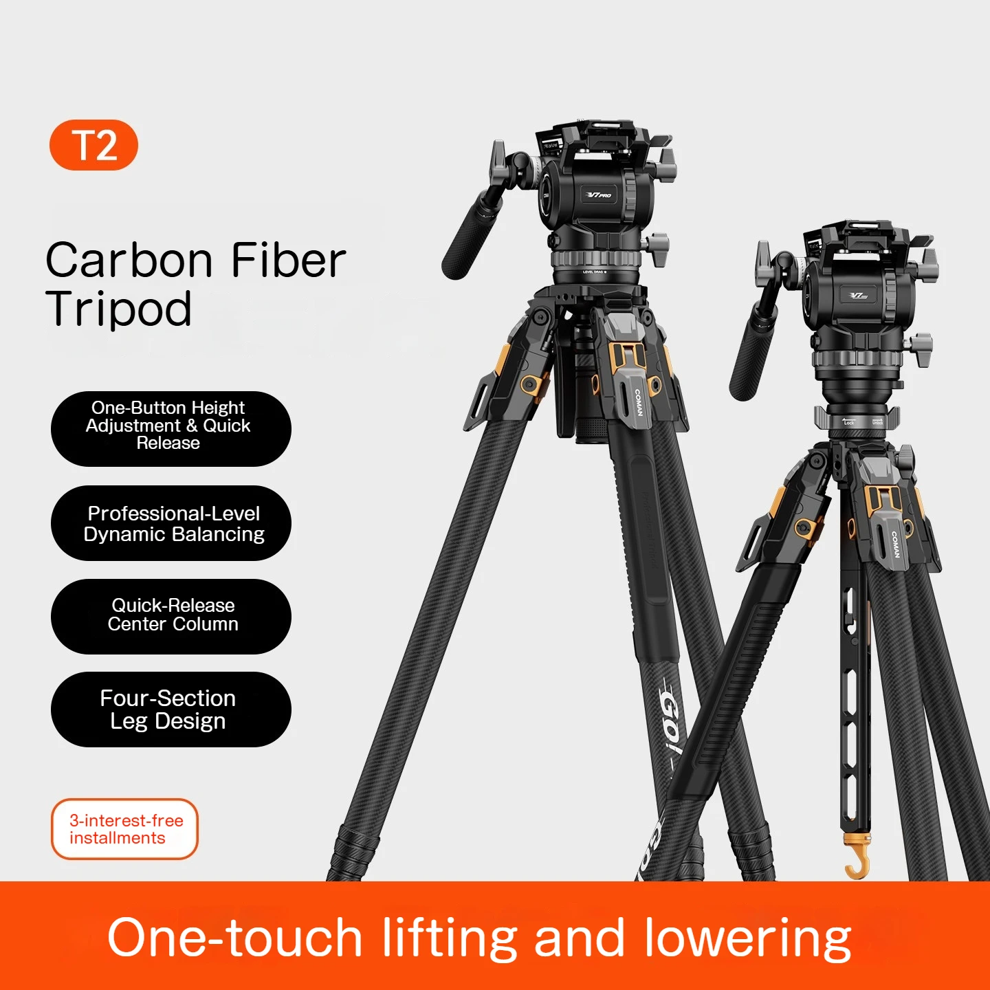 Tripod Kamera Serat Karbon COM - Video Head Tripod Carbon Fiber ulasan dan harga