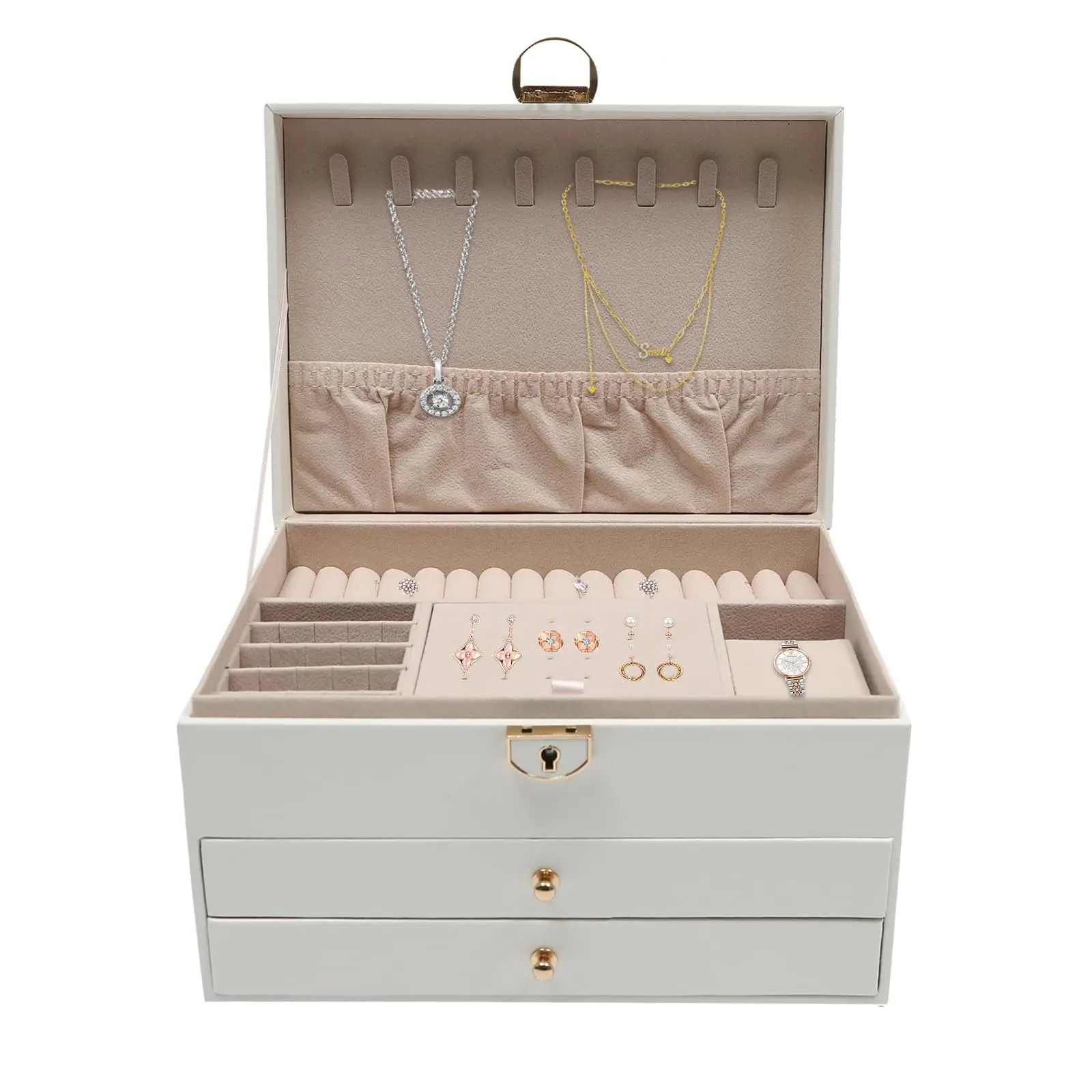 Eapmic 3 طبقة 24 فتحات النظارات الشمسية تخزين صندوق ساعة نظارات اكسسوارات عرض نظارات حقيبة للتخزين المنظم (3 طبقات