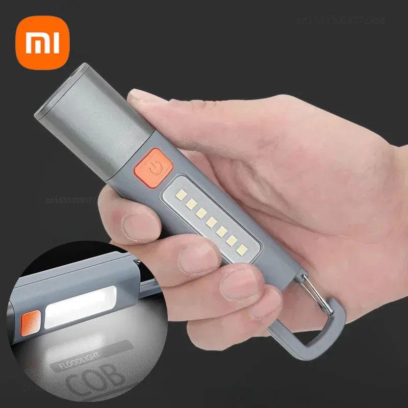 Xiaomi Mini LED Torch Light with Hook COB Side Light Protable Camping Hiking Waterproof Zoomable Rechargeable Small Flashlights