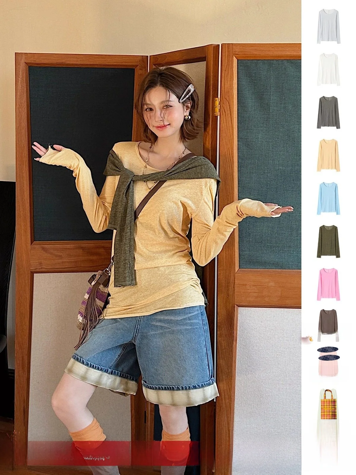 

REREK Brand Distred Long Sve T-irt Slim Fit Base Layer Cotton Crew Ne Sweatop Store ential Autumn Top