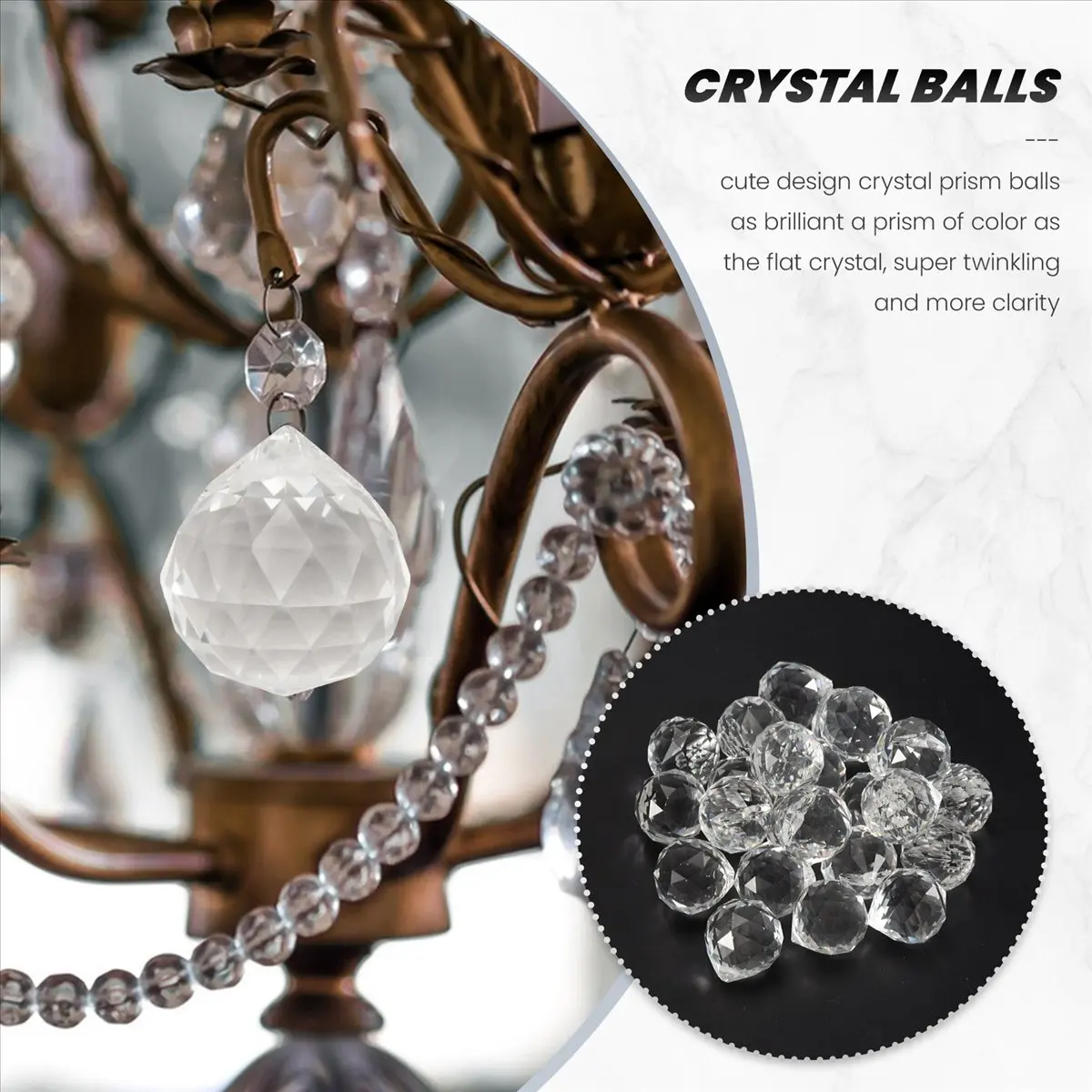AT16 24 Pcs Crystal Balls Prism Rainbow Pendants Maker Hanging Crystals Prisms for Window Home Office Garden Decoration 20mm