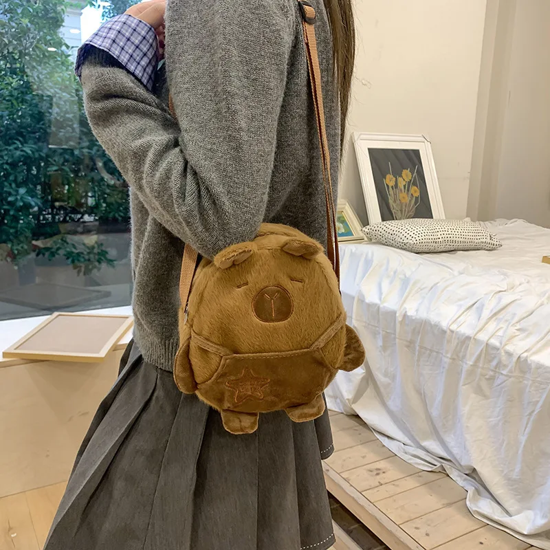 Kawaii Capybara Pluche Tas Pluche Schooltas Grote Capaciteit Capybara Rugzak Enkele Schoudertas Draagbare Pluche Voor Kinderen Cadeau Tas