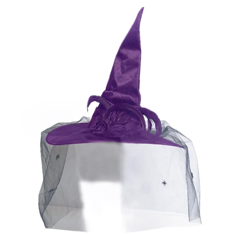 Soft Fashionable Hat Halloween Wizard Witch Hat Large Ruched Witch Hat Girl Wide Border Pointed Hat