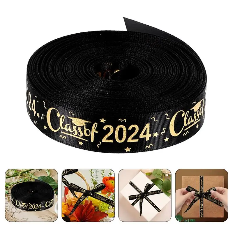 Class 2024 Ribbons Rolls The Gift Metallic Glitter Gift Wrapping Ribbon Congrats Grad Theme Ribbons Graduation Party