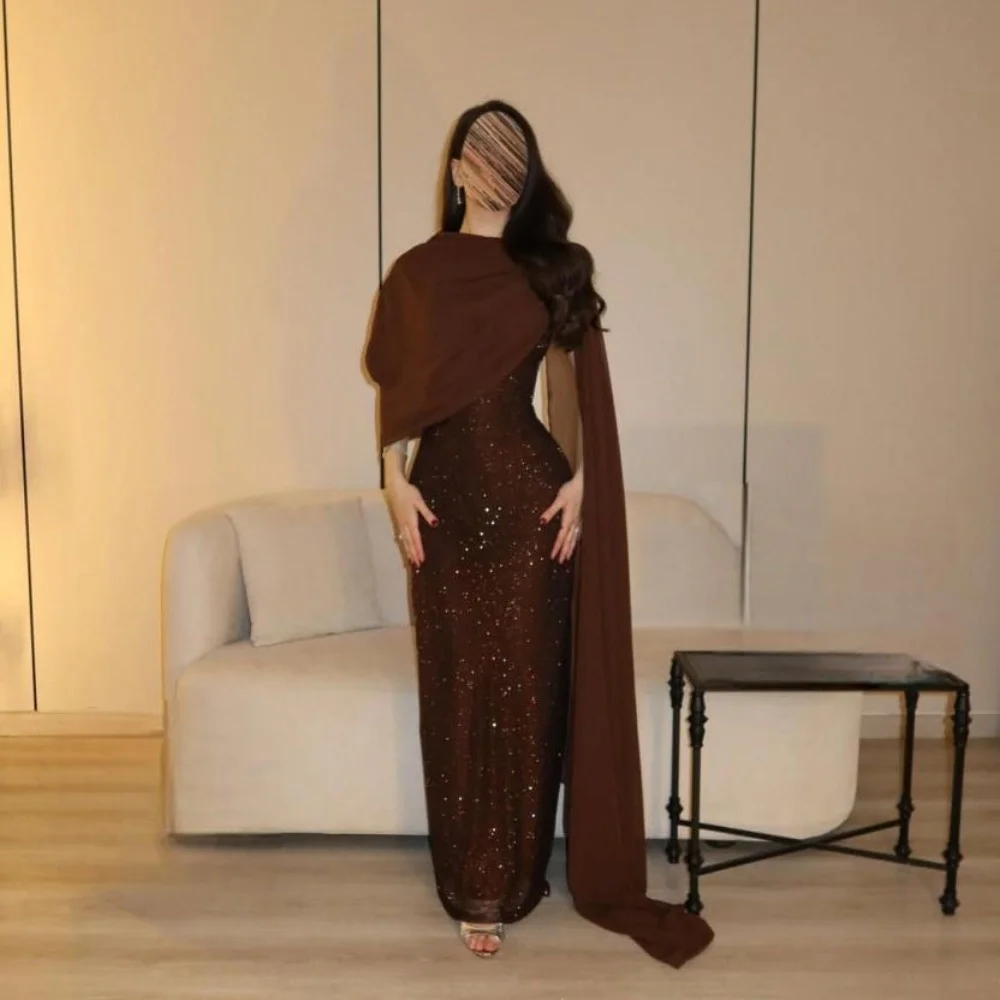 

Изысканное платье для выпускного вечера на одно плечо с блестками и рюшами, очаровательное вечернее платье на молнии для женщин, вечернее платье