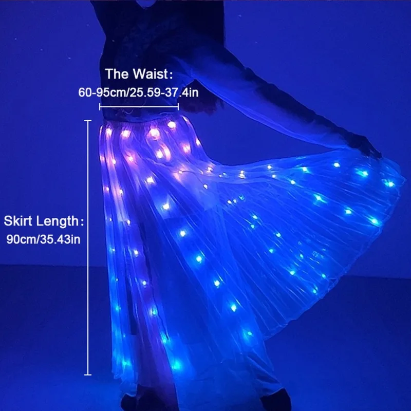 Jupe lumineuse LED colorée pour femme, costume de danse pour filles, accessoires de performance de danse du ventre, robe de fête d'Halloween et de Noël, 1PC