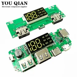 LED Dual USB 5V 2.4A Micro/Type-C USB Mobile Power Bank 18650 Charging Module Lithium Battery Charger Board Circuit Protection