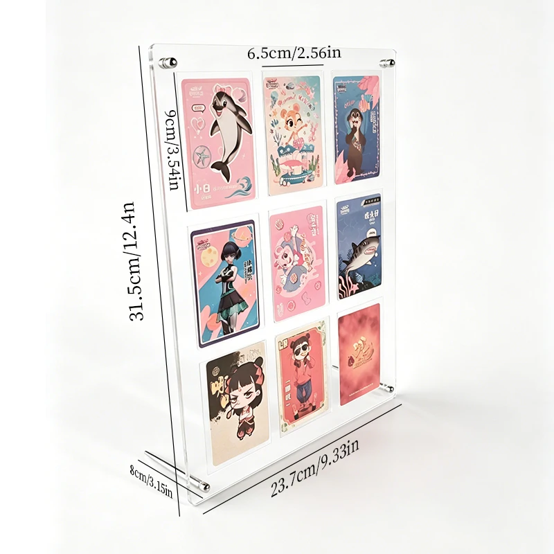 Acrylic transparent card frame display stand, desktop compartmentalized small card storage rack, game card and celebrity card vertical display frame