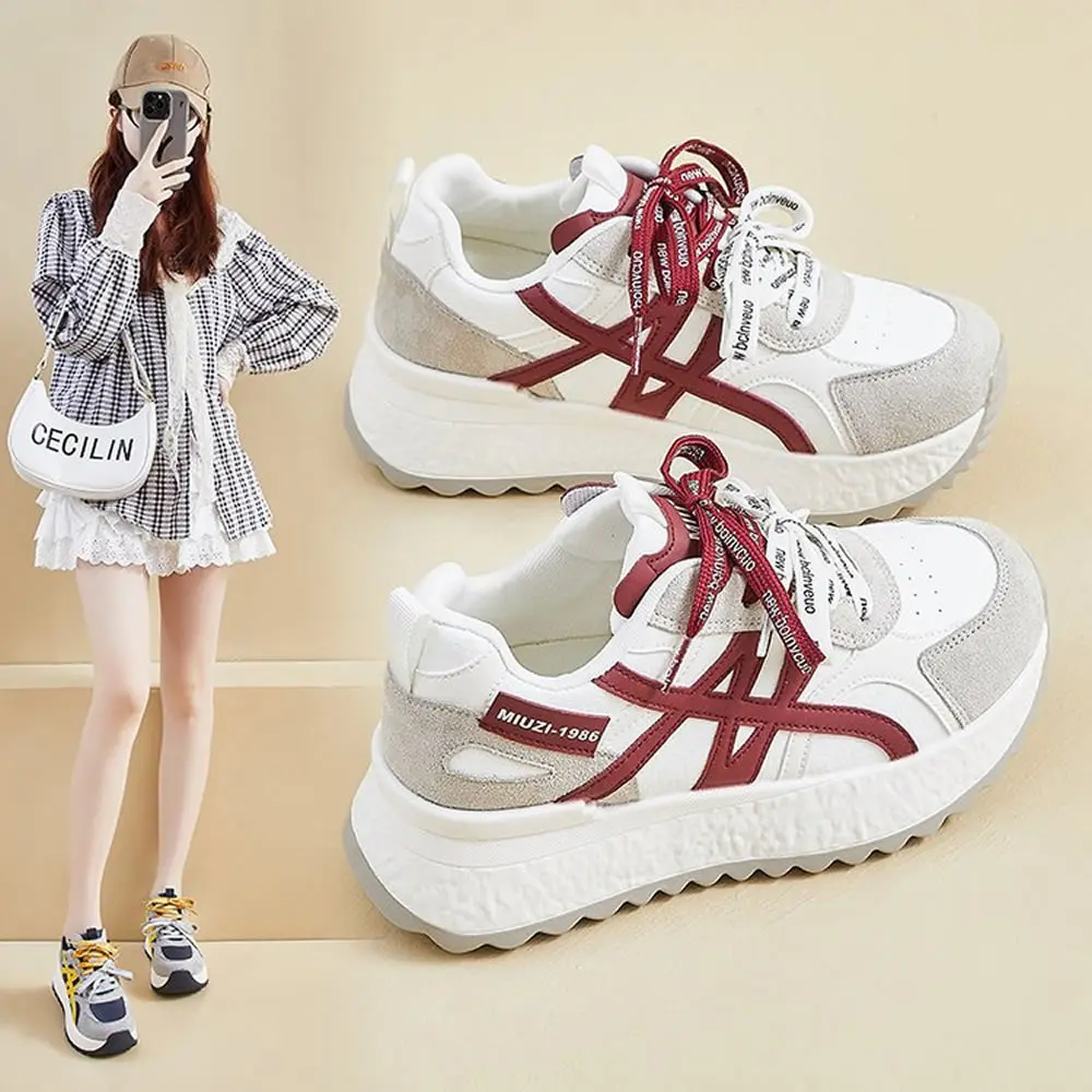 أحذية رياضية نسائية كاجوال صيفية بنمط جديد عصرية ومتعددة الاستخدامات وخفيفة الوزن وسميكة وسطح شبكي من الجلد الطبيعي #3