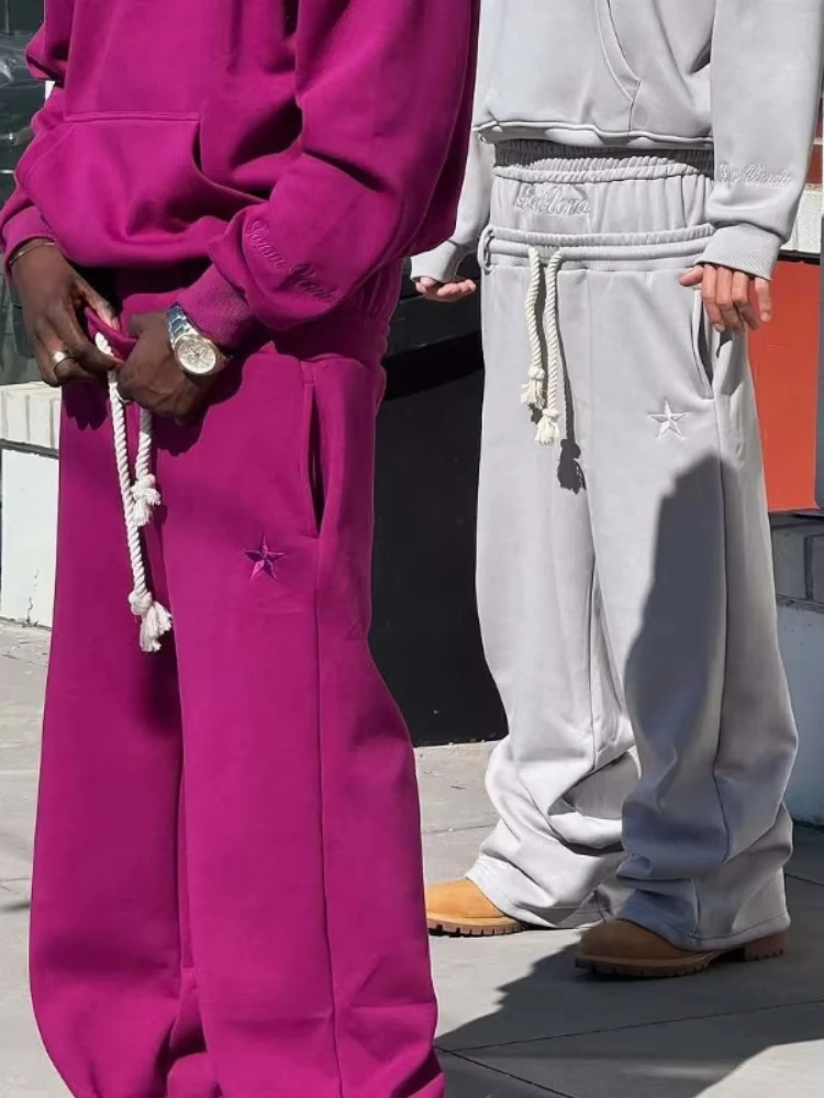 

European and American casual simple fashion trend creative double waist folding pants autumn and winter West Coast High Street