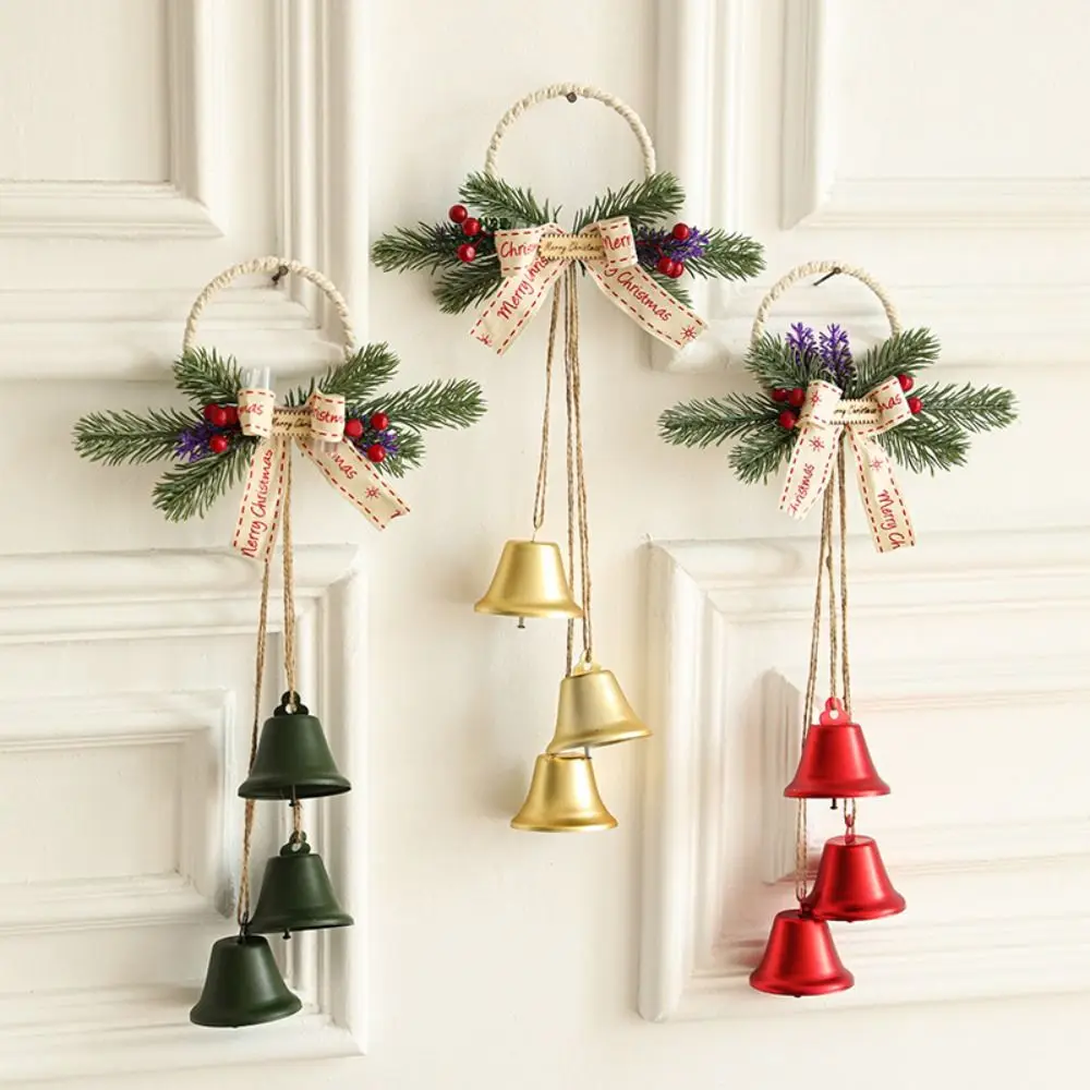 Retro Christmas Bow Bells Pendant Iron Handmade Christmas Chime Bells Exquisite Xmas Tree Hanging Bells New Year Home Ornament