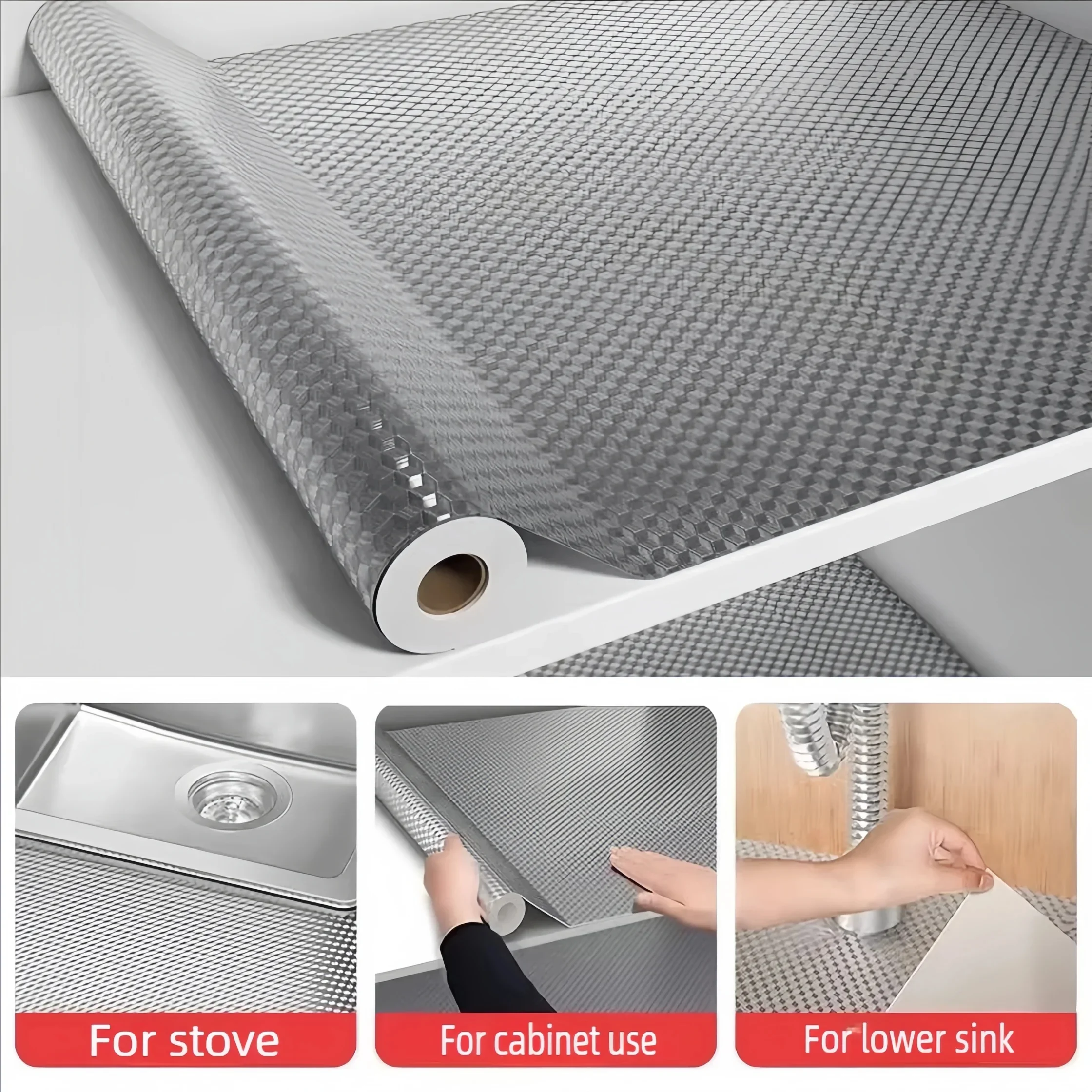 1/3/5M Kitchen Oil-proof Sticker Heat-resistant Aluminum Foil Wallpaper for Kitchen Stove Cabinet DIY Self Adhesive Sticker