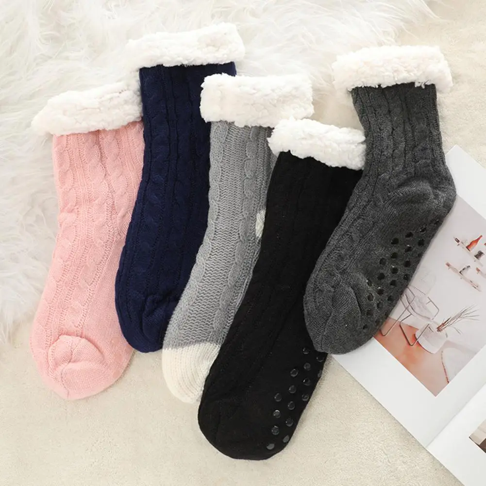 Calzini antiscivolo Calzini pantofola in cashmere ultra spessi accoglienti per donne anziane Calzini invernali antiscivolo per la casa Morbidi dormire