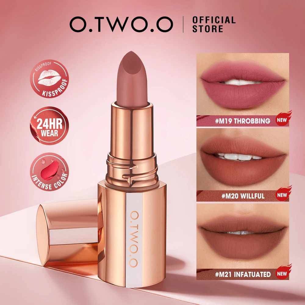 

O.TWO.O Matte Lipstick Lip Tint 14 Colors Waterproof Long Lasting Non-transfer Smooth Highly Pigmented Velvet Lip Sticks Makeup