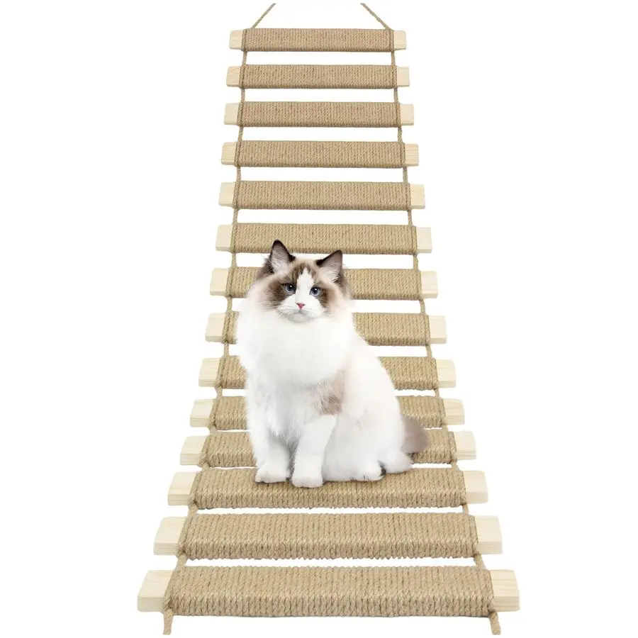 Cat Climbing Ladder amp Bridge MultiFunctional DIY Cat Wall Furniture with Sisal Rope for Indoor Outdoor Cats, Parrots, and Smal