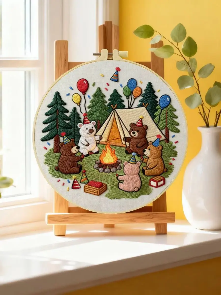 1 Stück 20X20CM/15X15CM 7,87/6,3 Zoll Wald-Stickerei-Starter-Kit DIY-Kit DIY-Stickerei-Set Handarbeiten Malerei – Detail 6