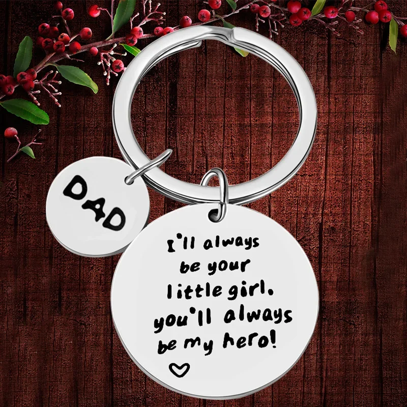 

Charm Dad Birthday Gift Keychain Father’s Day Gifts Key chain Keyring Holder I'll Always Be Your Little Girl