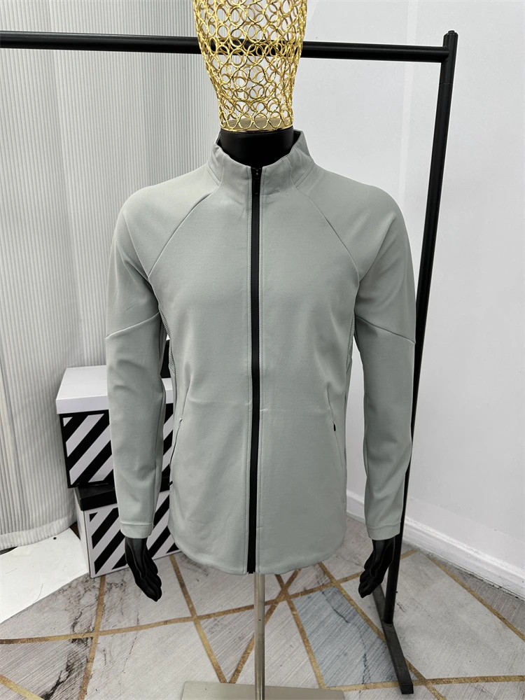 

Новая весенняя мужская повседневная вязаная куртка, мягкая дышащая спортивная легкая длинная куртка-стойка с капюшоном и застежкой-молнией све