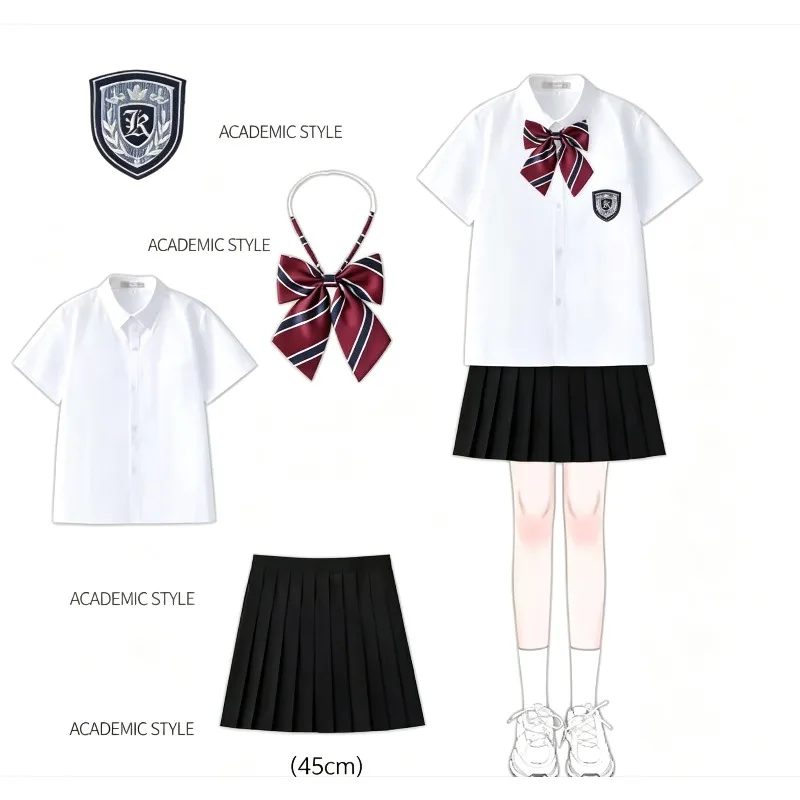 Men Women JK Uniform British Style School Uniforms Preppy Style Pleated Skirt with Bow Tie Tops Pants Chorus Poetry Cosplay
