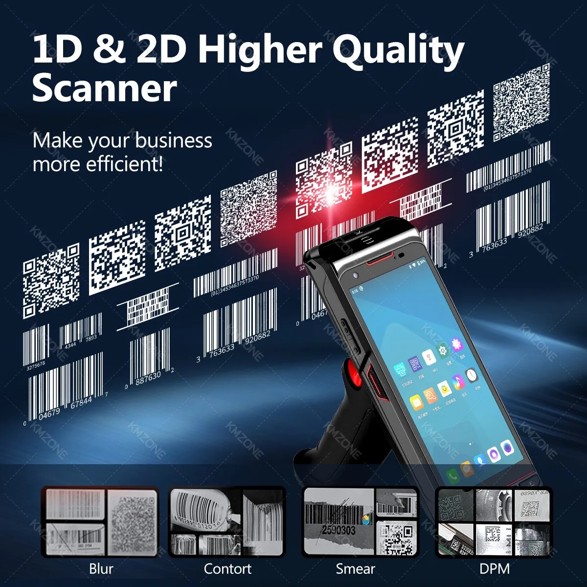 Android 13 PDA with Grip 4G 64G 2D QR Barcode Scanner Reader Wifi NFC Data Collector Rugged PDA Terminal for Warehouse Scan