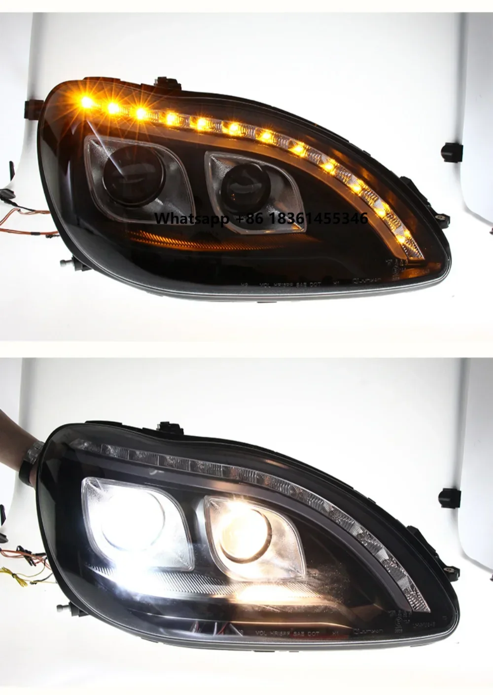 

Pair of Car Headlight assembly For S class W220 2002-05 led DRL daytime running light turn signal head lamp