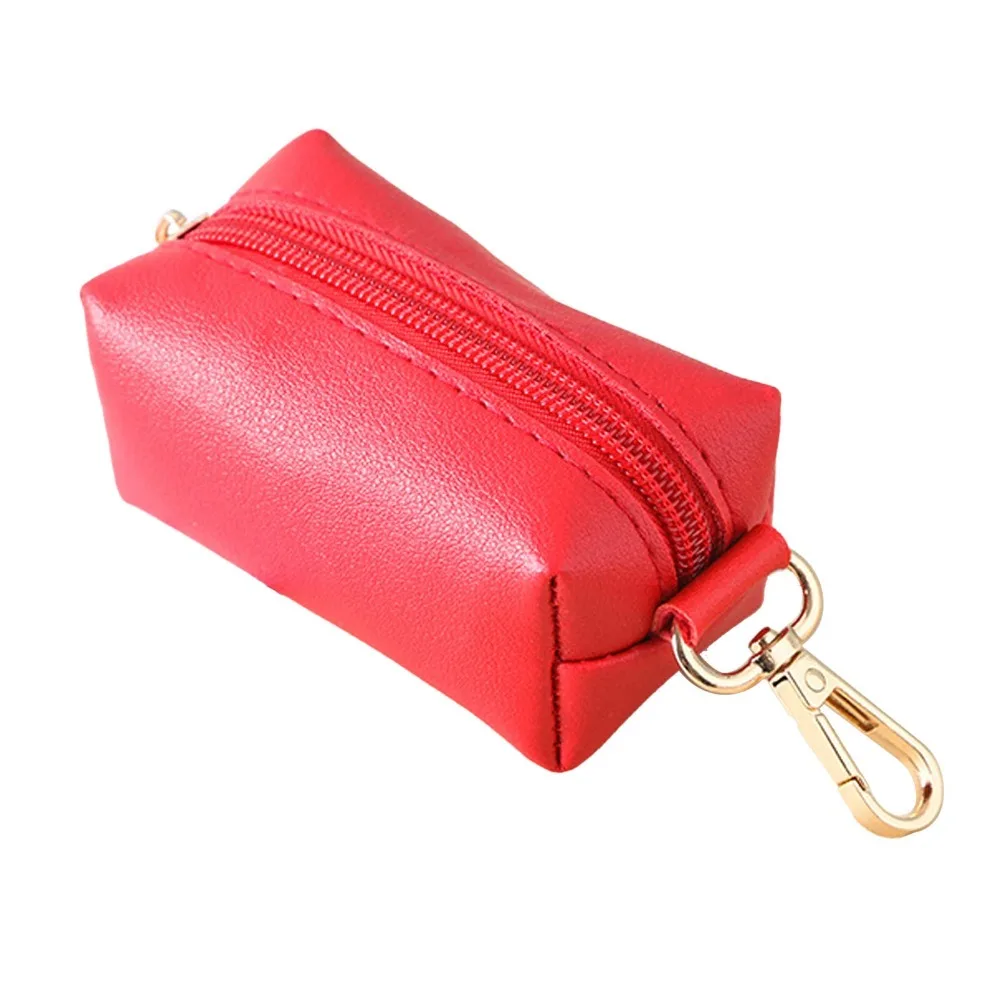 Waterproof Fabric Pet Poop Bag Holder Mini Size Solid Color Dog Waste Dispenser Lightweight Zipper Closure Pet Walking Pouch