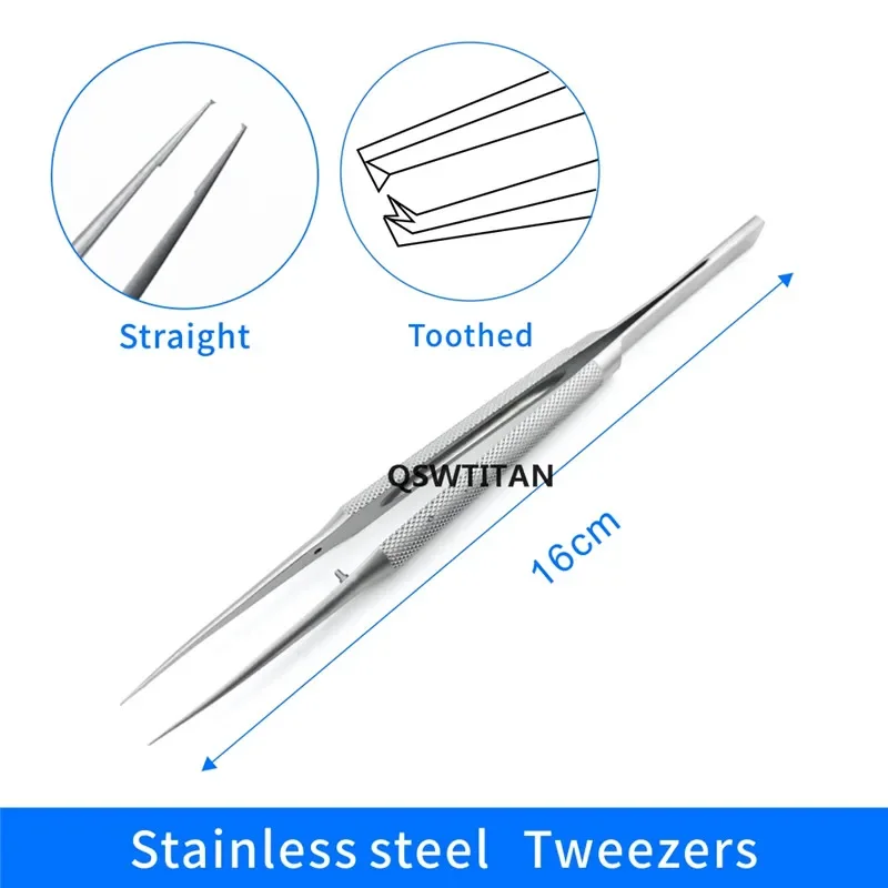 Ophthalmic Micro Forceps Round Handle Ophthalmic Tweezers Eye Surgical Instruments 10.5cm/14cm/16cm/18cm Stainless Steel