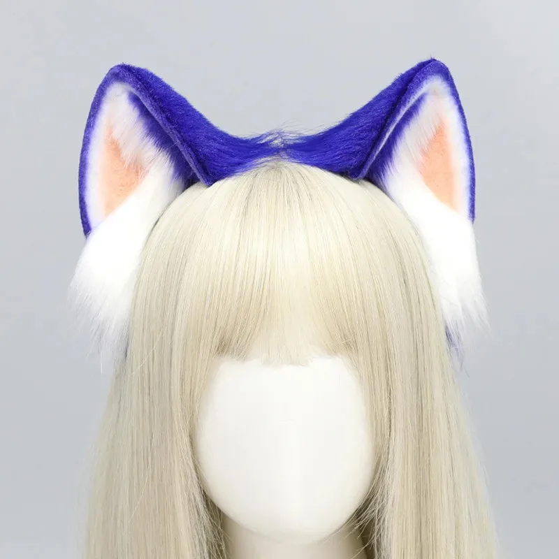 Imitation Handmade Kc Anime Lolita Jk Cat Plush Ears Cosplay Hair Headwear Blue Sonic Hedgehog Halloween Ear Hairband view 4