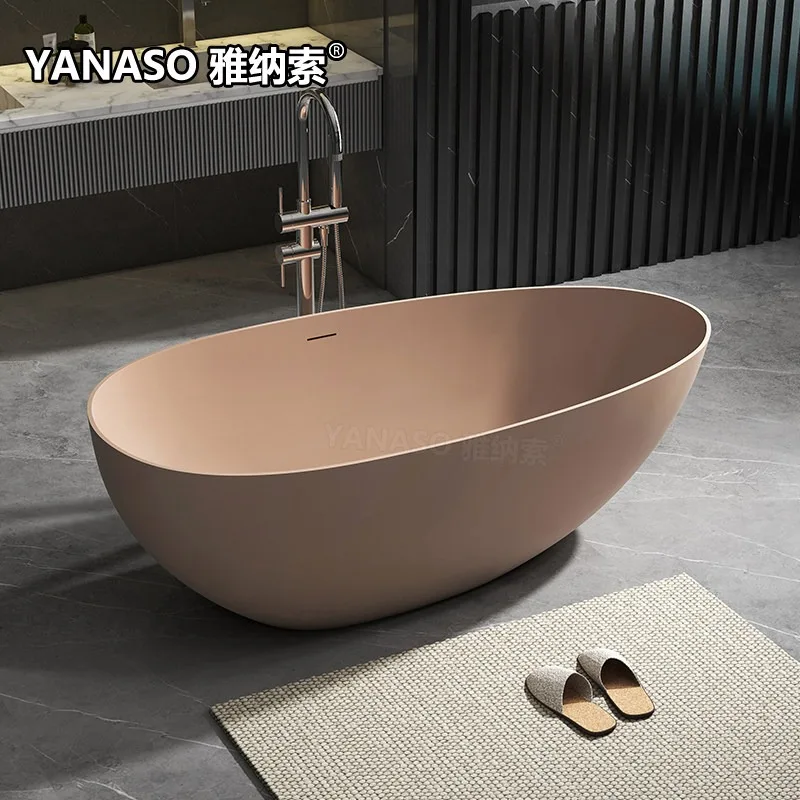 Artificial stone bathtub Household independent integrated double goose egg bathtub