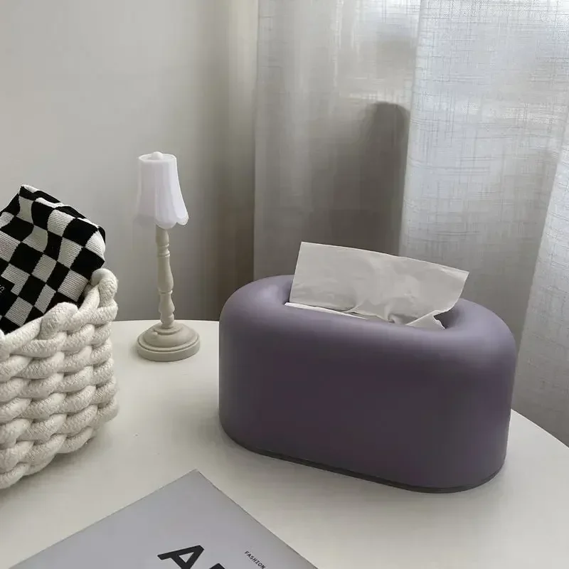 

Korean Decor Tissue Box Napkin Table Box Tissue Oval Case Polish Macaron Creative Holder Room Modern Nordic Holder Tissue