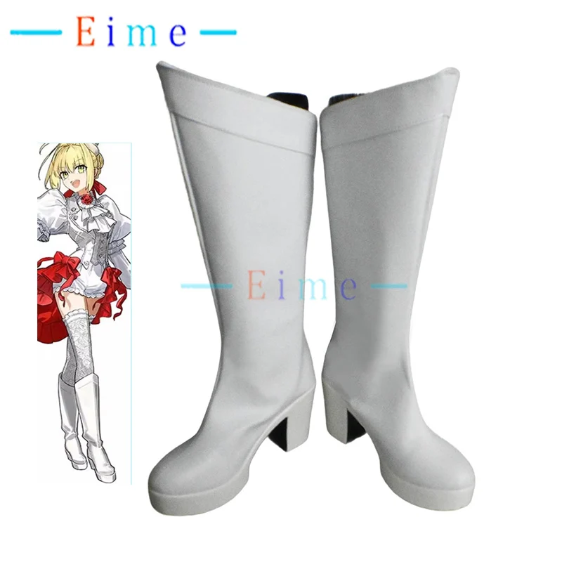 

Red Saber Nero обувь для косплея Game Fate/EXTRA ARTWORKS реквизит для косплея аксессуары белые ботинки на высоком каблуке для Хэллоуина на заказ