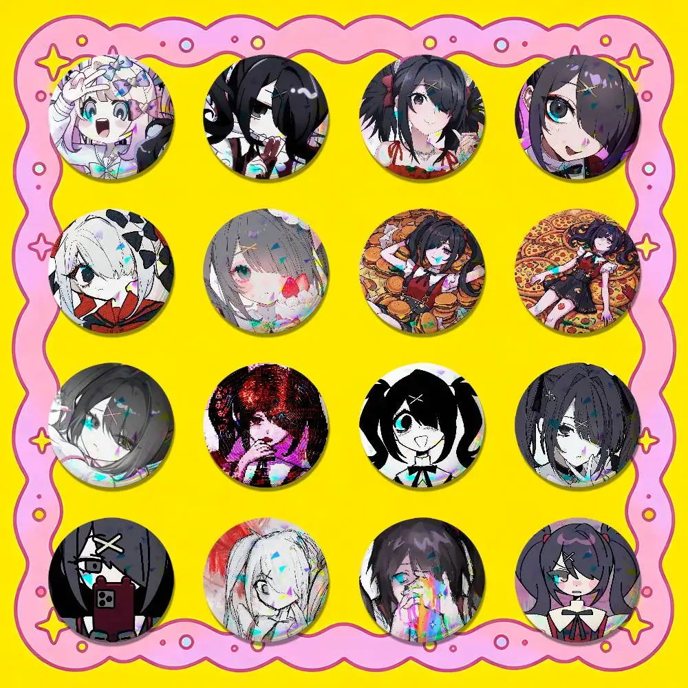 For Ame Chan Needy Streamer Overload Badge Cover Custom Pin Insignia Emblem Round 32mm Button Hats Laser Film