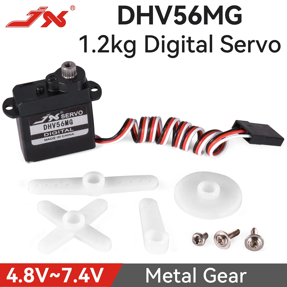 JX Servo DHV56MG Digital sin núcleo 1,2 kg 0,10 segundos engranaje de Metal HV 5,6g DS Servo para coche RC Robot avión Drone modelo RC