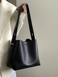 Black Soft Leather Tote Bag Autumn Winter New Women's Versatile One Shoulder Bag Fashion Large Capacity Commuter Handbags