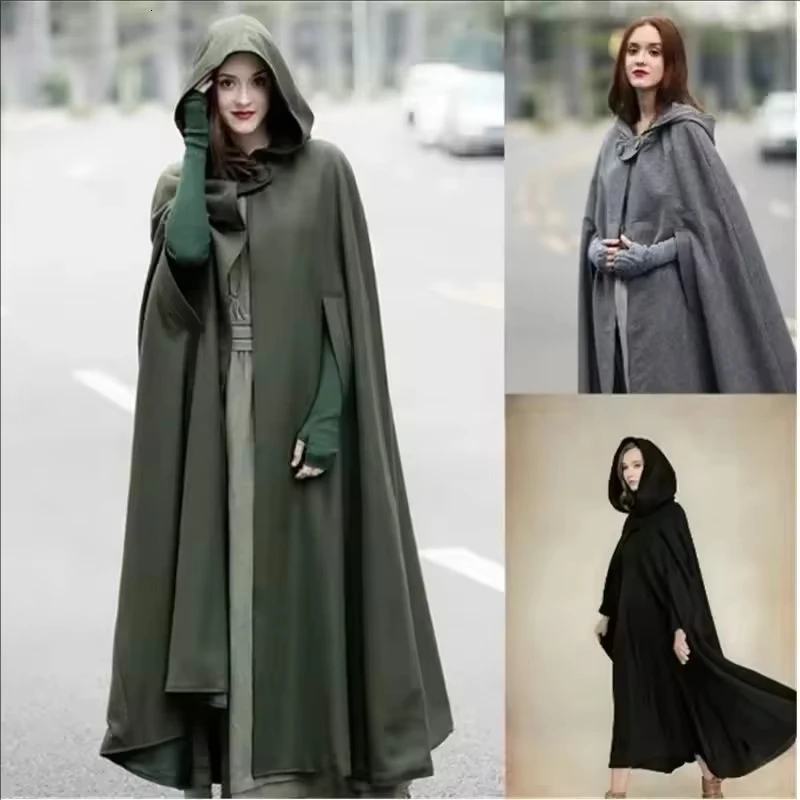 Siren Chic Assassin role-playing long sleeved cloak retro medieval Gothic hooded cloak thin coat female vampire devil cape