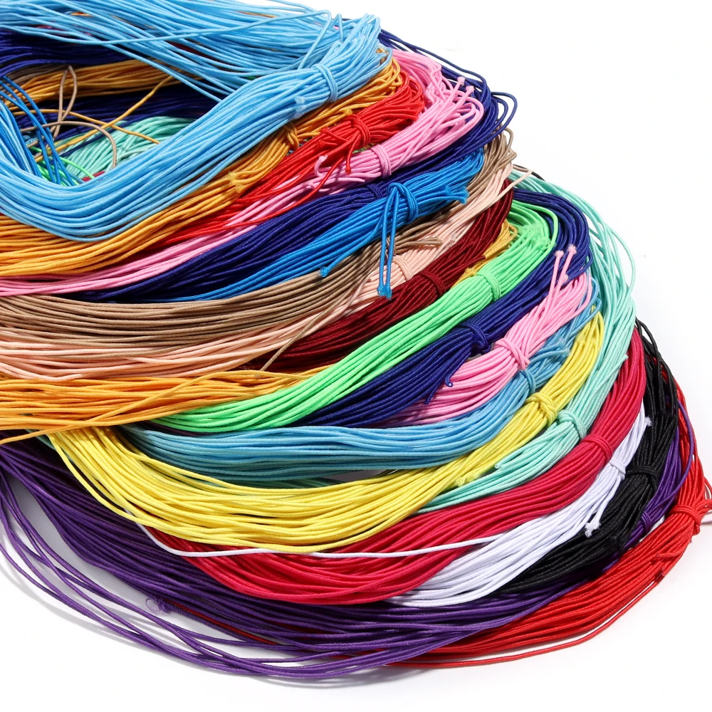 25 Yards 1mm Farbige Geflochtene Elastische Schnüre Perlenfäden Dehnbare Kordel Stoffbastelschnur für DIY Perlen-Schmuckzubehör