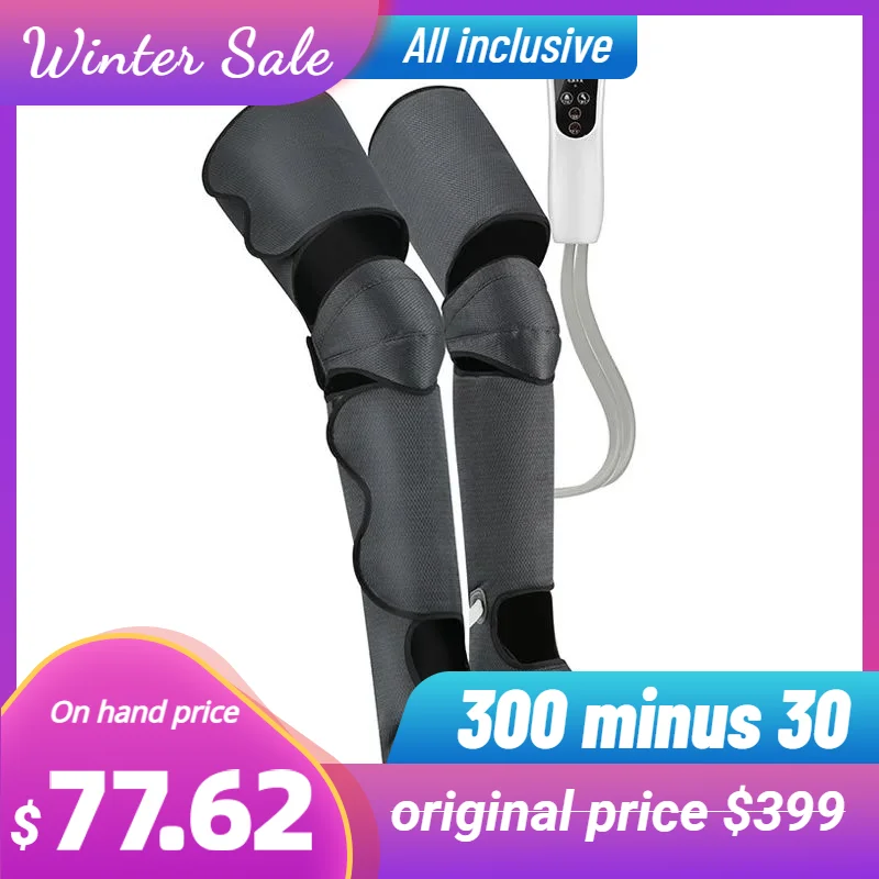 Leg Massager for Circulation with Heat Air Compression Calf Thigh Foot Massage Muscle Pain Relief Boots with Handheld Controller