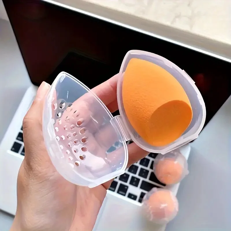 Estuche protector para esponja de maquillaje, 2 uds., soporte transpirable para Beauty Blender, caja de almacenamiento transparente, accesorios de viaje