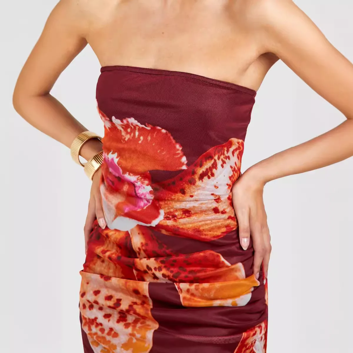 Abiti lunghi da donna con top a tubo Moda sexy slim senza maniche Abiti da ballo per feste Stampa floreale Maglia Maxi Abiti Sexy Hot Girl