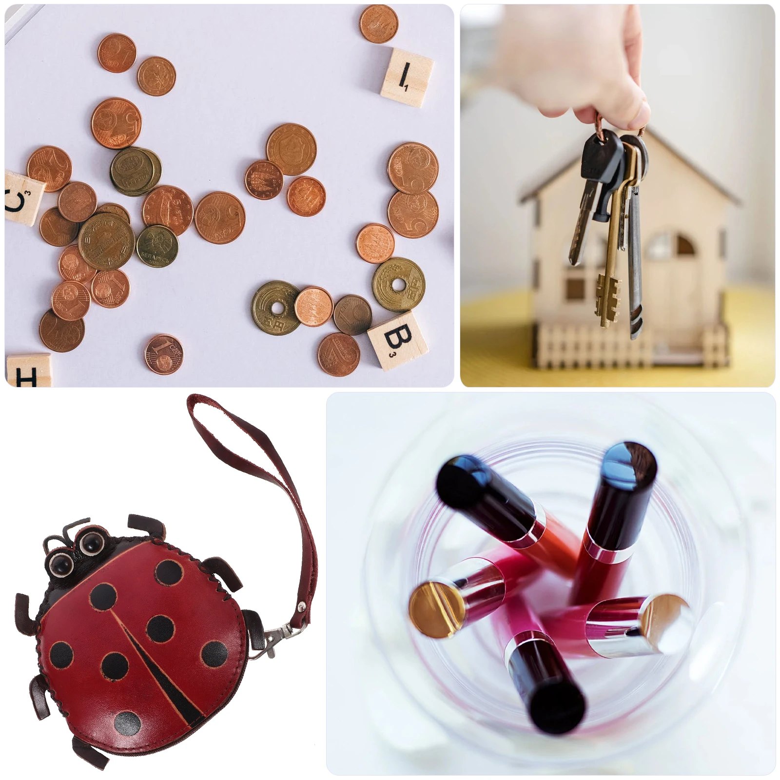 

Ladybug Coin Purse Handmade Tanning Red Zipper Wallet for Women Small Change Purse Daily Use Fashion Wallet