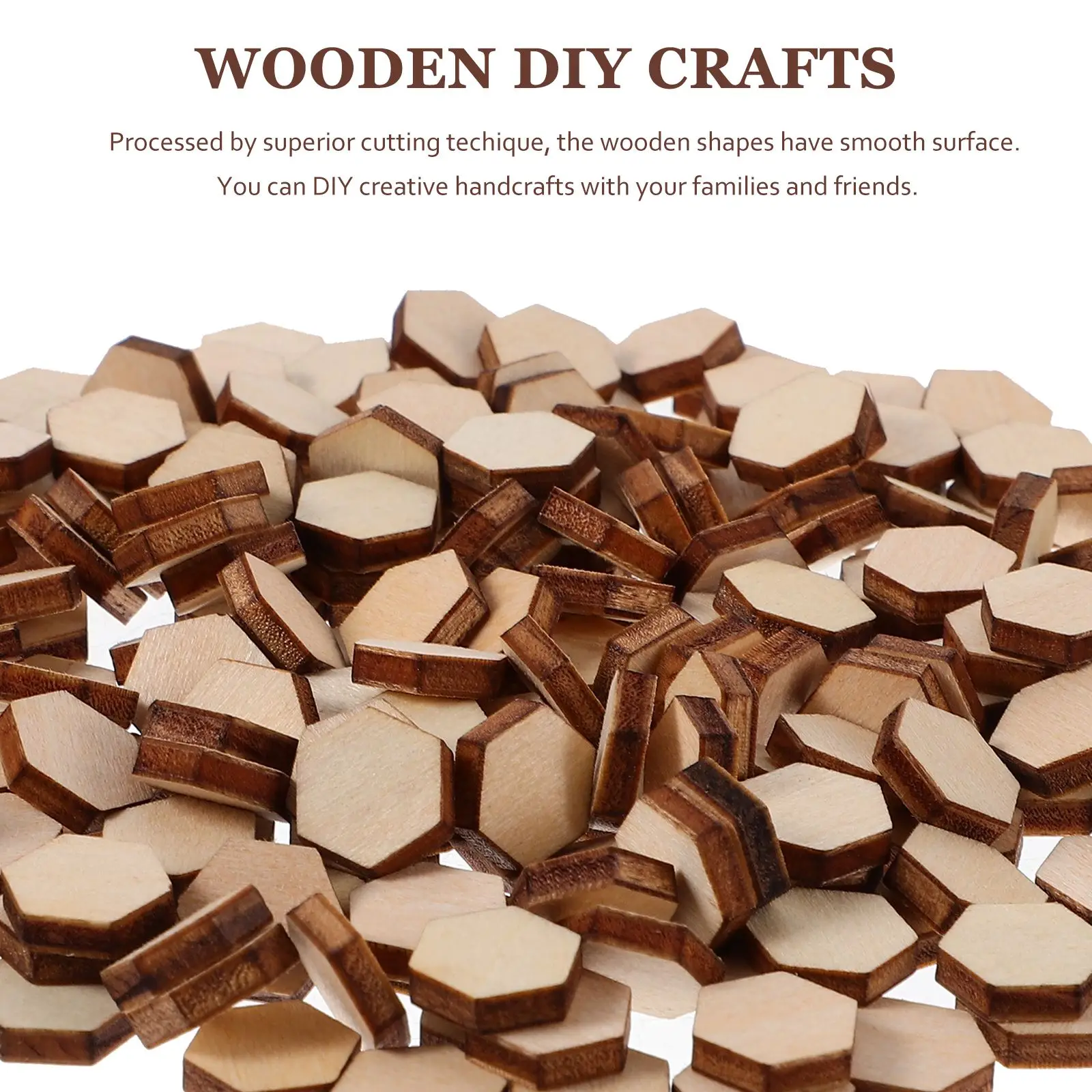 200PC Hexagonal Blank Wooden Pieces diy handpainting Beech Wooden Ornaments kids DIY Crafts Embellishment home party Decorations