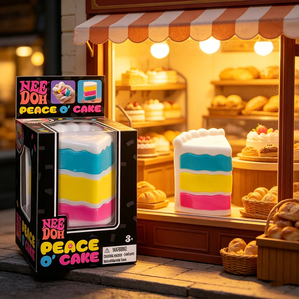 Schylling Needoh Nice Cake Sensorischer Fidget-Würfel zur Stresslinderung und Angstbewältigung, Sensorisches Hilfsmittel für Konzentration, ADHS & Beruhigung, Büro-Schreibtisch-Gadget