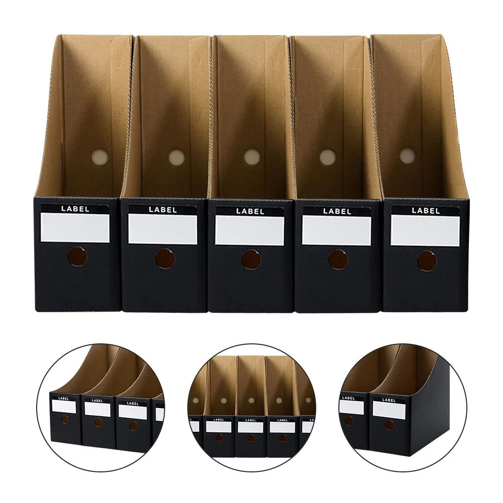 Scatole per file da 5 pezzi Organizzatore di documenti da tavolo per studio a casa in ufficio, supporti per file di carta, custodie per riviste, contenitori per libri
