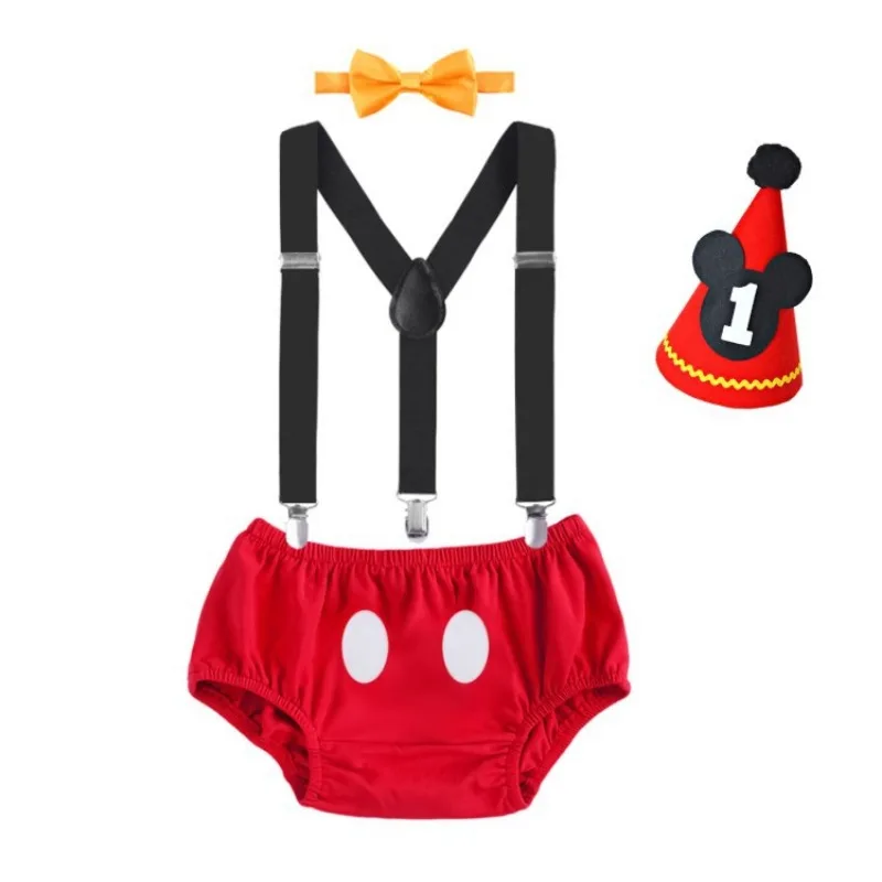 4-piece Set Baby Cake Destroyer Pants Children\'s Cute Birthday Dress Up Overalls Party Mickey Costumes