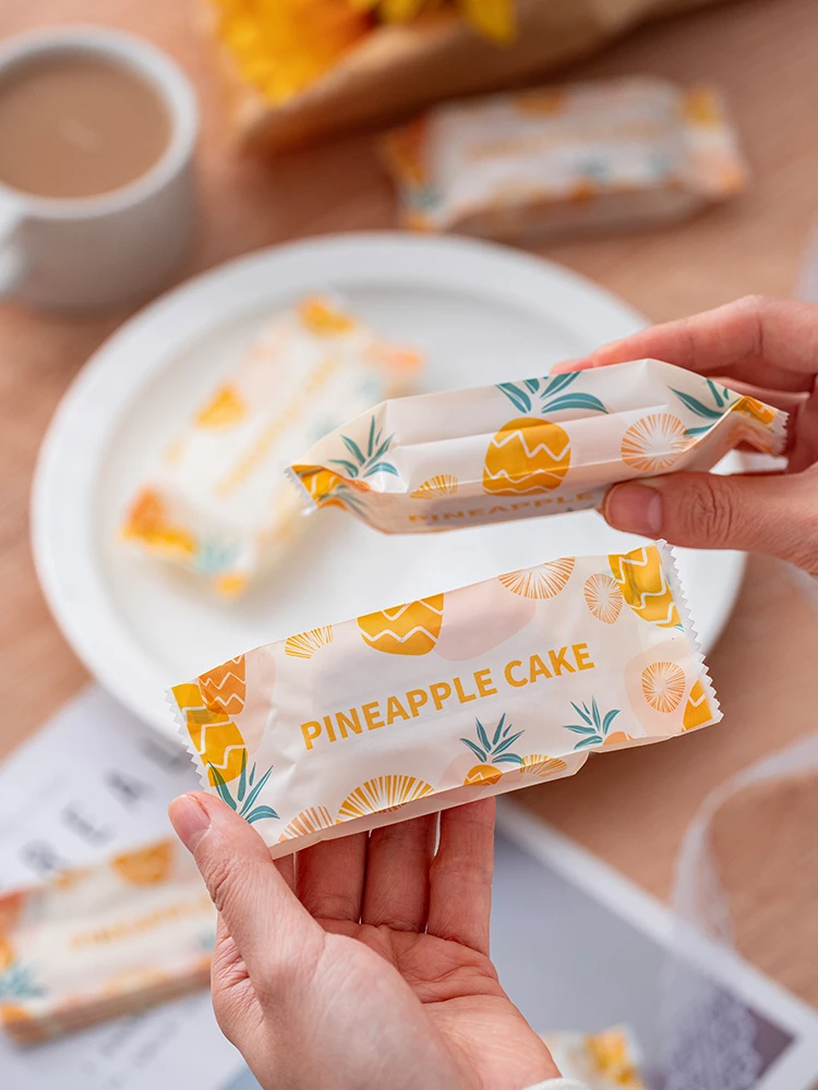 100pcs Pineapple Crispy Packaging Bag Gift Pineapple Cake Biscuit Cookie Packaging Bag Bakery Supplies Gift Box Packaging